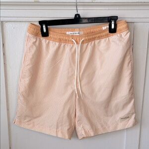NWT PacSun Men's Yellow Striped Swim Trunks 6.5” Size Small